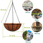 Hanging Planters Basket Outdoor Indoor(14 inch 4 Pack)-Coconut Coir Hanging Baskets for Plants Outdoor,Metal Wire Baskets with Coco Liner Window Box Planters, Hanging Flower Pots for Railings - size: 14 inch