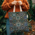 Boho Style Canvas Bag for Women Boho Fashion Tote Bag for Bohemian Lover - color: Turquoisemosaic Bag