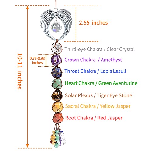 iSTONE Handmade Crystal 7 Chakra Home Decoration Feng Shui Ornament Car Decoration Christmas Ornaments (Chakra-Wing) - color: A-style 13