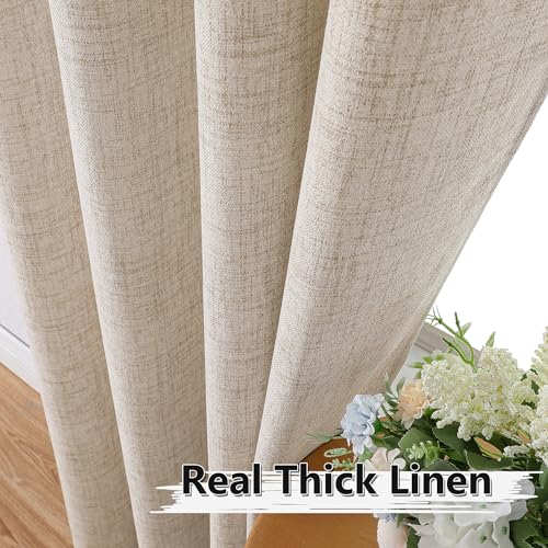 Tollpiz Short Linen Tier Curtains Rod Pocket Semi Sheer Half Kitchen Curtain Burlap Light Filtering Thick Linen Drapes for Bathroom, 30 x 24 inches Long, Natural, Set of 2 Panels - color: Natural, size: 30"W x 24"L (Pack of 2)