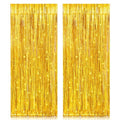 2 Pack 3.2ft x 8.2ft Gold Metallic Foil Curtains, Big Laser Glitter Fringe Rain Curtain Photo Booth Backdrop Tinsel Curtain Streamer for Birthday Wedding Graduations Christmas Event Party Supplies - color: Gold
