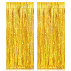 2 Pack 3.2ft x 8.2ft Gold Metallic Foil Curtains, Big Laser Glitter Fringe Rain Curtain Photo Booth Backdrop Tinsel Curtain Streamer for Birthday Wedding Graduations Christmas Event Party Supplies - color: Gold