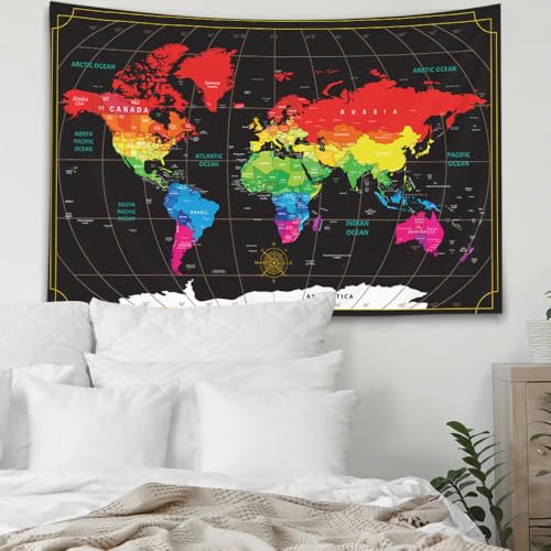 CAPSCEOLL Map Wall Art, Tapestry Wall Decor Tasperty - Toque Guest Room and Dinning Room - 60X60 Inches, Black Red - color: Black Red, size: 60"L x 60"W