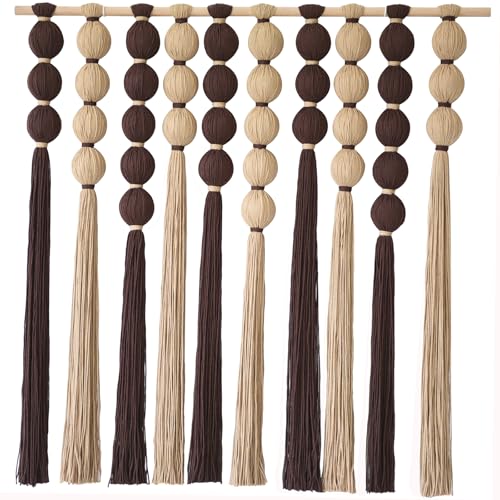 IOWER Macrame Wall Hanging Large Boho Wall Decor Natural Brown Khaki Sphericity Cotton Textile Fiber Yarn Wall Art Handmade For Livingroom Bedroom Wedding Party 39" Wx39 L - color: Brown Khaki