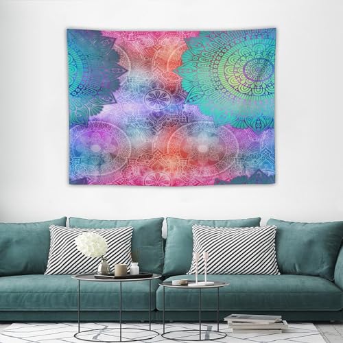HZOHNAGO Mandala Tapestry Abstract Colored Geometry Pattern Printed Wall Tapestry Watercolor Abstract Wall Hanging for Bedroom Living Room Dorm 40" W x 30" H - color: Style-6, size: 40"L x 30"W