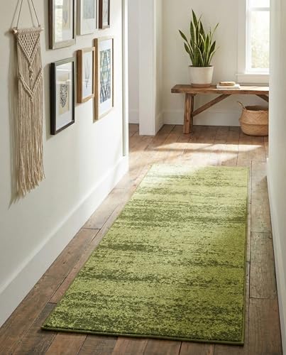 Rugs.com - Angelica Collection Rug – 6 Ft Runner Green Easy-Clean Runner Rug – Perfect for Hallways, Kitchens, and Entryways - color: Green, size: 2' x 6' (Runner)