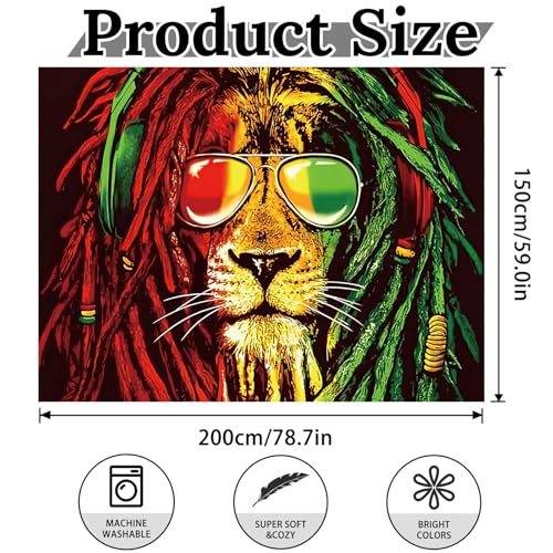 Colorful Lion Head Tapestry Wall Hanging for Bedroom Living Room Bohemian Decor - color: Fierce Beasts, size: 78.7"L x 59.1"W