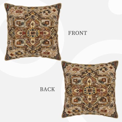 Terracotta Gold Vintage Velvet Pillow Covers 20x20 Inch Tan Brown Khaki Bohemian Tapestry Carpet Throw Pillows for Couch Soft Cushion Covers Pillowcase Aztec Boho Rug Pillow Cases for Bed Living Room - color: Vintage Terracotta Carpet, size: 20" x 20" (Pa