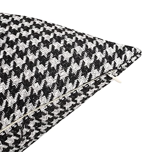 Yeiotsy 2pcs Houndstooth Throw Pillow Covers Geometric Cushion Case for Couch Sofa Bed and Chair Made of Cotton and Linen (18 X 18 Inches, Black) - color: Black