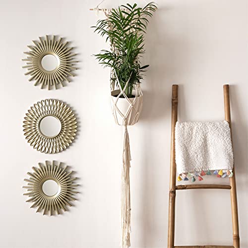 BONNYCO Gold Mirrors for Wall Pack of 3, Round Wall Mirrors Bedroom Room and Home Decor. Espejos Decorativos de Pared Sala Dormitorio, Modern Minimalist Decor Vintage, Chic. Gifts for Women Mums - color: Champagne