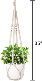 1 Pack Macrame Plant Hanger,Hanging Plant Holder, Boho Home Decor Hanging Basket with Wood Beads,Hanging Planters for Indoor Plants,Plant Hanger Indoor 35" Ivory (POTS NOT Included)