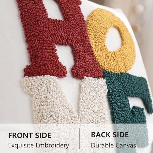LUOYEHK Home Pillow Covers 20x20 Inch Words Tufted Embroidery Throw Pillow Covers Neutral Decorative Pillowcase Farmhouse Cushion Covers for Couch Sofa Bed Living Room - color: Home, size: 20" x 20" (Pack of 1)