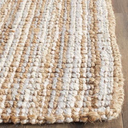 SAFAVIEH Natural Fiber Collection Runner Rug - 2'6" x 8', Grey & Natural Brown, Handmade Jute, Farmhouse Style, Chunky Textured Thick Pile (NF447K) - color: Grey/Natural, size: 2'6" x 8' (Runner)