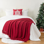 BATTILO HOME Red Throw Blanket for Couch, Knit Christmas Throw Blanket for Home Decor, Super Soft Cozy Warm Red Christmas Blanket for Winter, 50" x 60"