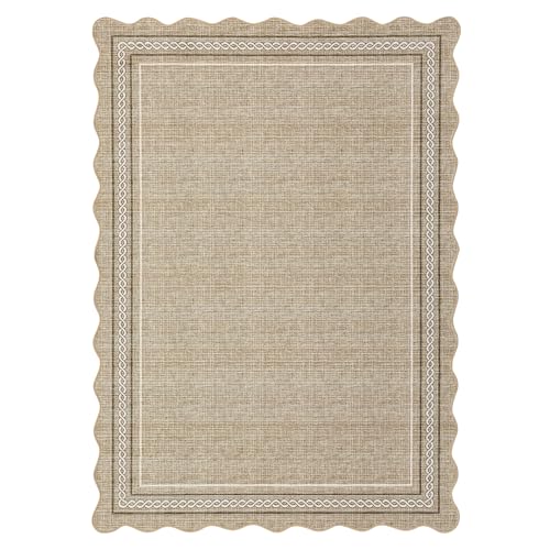 GarveeHome Washable Area Rug 6x9 Rug for Living Room Non Slip Soft Bedroom Rugs Solid Jute Color Printed Rug Low Pile Stain Resistant Carpet for Nursery Dining Room Playroom Classroom, Jute - color: Jute Color, size: 6' x 9' (Rectangular)