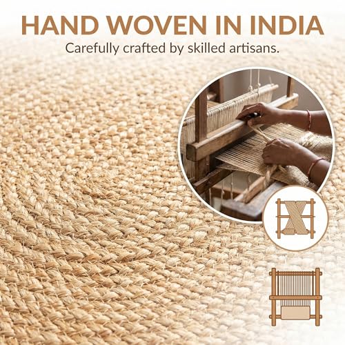 Super Area Rugs Boho Oval Jute Rug - All Natural Soft Jute Braided Hand-Woven Rug Natural Beige 3' X 5' - color: Natural, size: 3' x 5' (Oval)