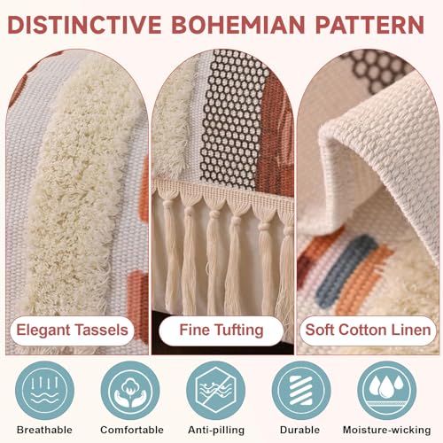 VClife Dog Boho Couch Cover, Washable Furniture Protector, 35.4 x 35.4 in | Tufted Tassel Sofa Cover, Non Slip Woven Geometric Sofa Slipcover, Multi-Size Universal Throw Cover For Couch, Pet Friendly - color: 02# Rust Red Checkered, size: 35.4" x 35.4"