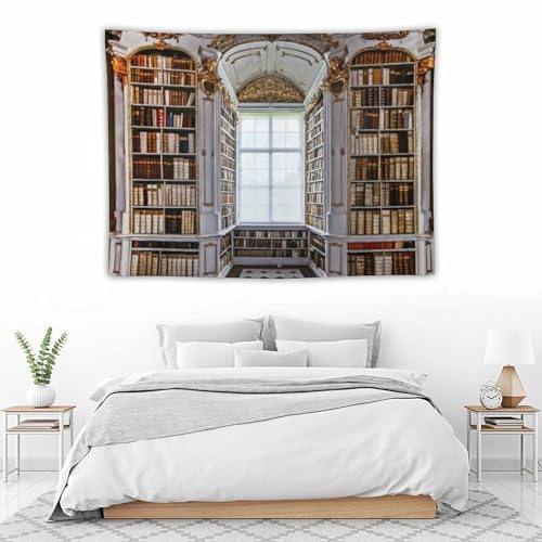 Houselerax Bookshelf Tapestry,Vintage Library Wall Hanging Tapestries,Old Books on Shelf Classical Study Room Student Study College Dorm Bedroom Living Room 60"x40" - color: Bookshelf-2, size: W60xL40in
