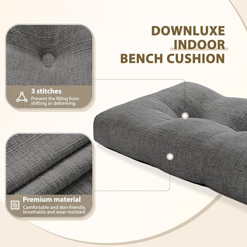 downluxe Indoor Bench Cushion for Indoor Furniture, Non-Slip Tufted Overstuffed Textured Foam Bench Seat Cushion, 36" X 14" X 4", Dark Grey, 1 Pack - color: Dark Grey, size: 36x14 Inch (Pack of 1)