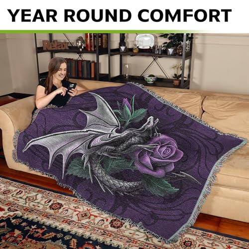 Pure Country Weavers Dragon Beauty Woven Blanket by Anne Stokes - Fantasy Gift Cotton Tapestry Throw - Made in The USA - 72" x 54" - color: Beauty, size: 72" x 54"