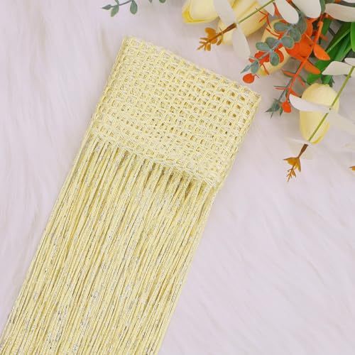 2 Pack 39 x 79 Inch String Curtains for Doorway, Home Decor Sequin Glitter String Curtain Boho Doors Tassel for Windows, Closet, Living Room, Bedroom, Hallway, Party (Beige) - color: Beige