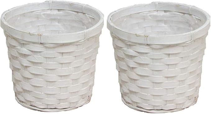 Admired By Nature Set of 2 White Bamboo 6" w/Soft Liner Bambo Pot