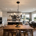 Black Chandelier, 6-Light Farmhouse Candle Chandelier 29'', Rustic Industrial Hanging Light Fixture for Dining Room, Kitchen Island, Living Room, Entryway, Bedroom, Foyer - color: Matte Black