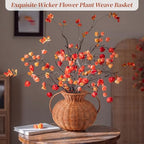 1 Pack Real Rattan Vase Woven Vase for Flower Decorative Wick AER Flower Plant Weave Basket Dark Brown Country Rustic Pastoral Style Tabletop Centerpiece for Home Decor (Pyknic) - style: Pyknic