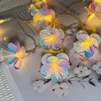 Fiber Optic Flower String Lights Battery Operated 10ft 20 LED Artificial Flower Garland Fairy Lights for Wedding Christmas Party Room Garden Decor (Warm White, 10ft) - size: 10ft