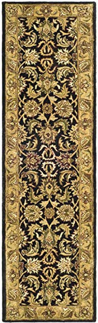 SAFAVIEH Classic Collection 2'3" x 8' Black / Gold CL252A Handmade Traditional Oriental Premium Wool Runner Rug - size: 2'3" x 8' (Runner)