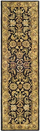 SAFAVIEH Classic Collection 2'3" x 8' Black / Gold CL252A Handmade Traditional Oriental Premium Wool Runner Rug - size: 2'3" x 8' (Runner)