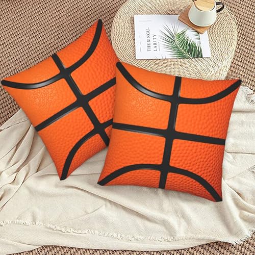 Basketball Throw Pillow Covers 18 X 18 Inch Set of 2 Pillow Cases Decoration Cushion Cover for Sofa Bedroom Living Room Outdoor - color: Basketball
