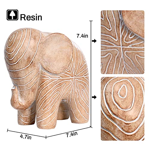 Elephant Statue, African Animal Decor, Wooden Elephant Gift for Women, Boho Decor for Living Room, Shelf, Office（1Pack, Big） - color: Big Wood Elephant