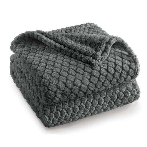 Exclusivo Mezcla Fleece Throw Blanket for Couch and Bed,Extra Soft Warm Decorative Fuzzy Throws for Women,Lightweight Cozy Blankets Size 50x60 Inches, Dark Grey - color: Dark Grey, size: Throw ( 50x60 IN )