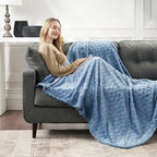 Velvet Plush Jacquard Tile Throw Blanket for Couch - Buttery Soft, Cozy Throw, for Women (Ashley Blue, 50" x 60") - color: Ashley Blue