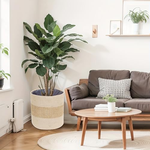 Jute Planter Basket Modern Woven Basket for 8" Flower Pot Floor Indoor Planters, 10” x 10” Storage Organizer Basket Rustic Home Decor, Boho Storage Earth-Friendly Planter (10x10 Inches, Bleach 25) - color: Bleach 25, size: 10x10 inches