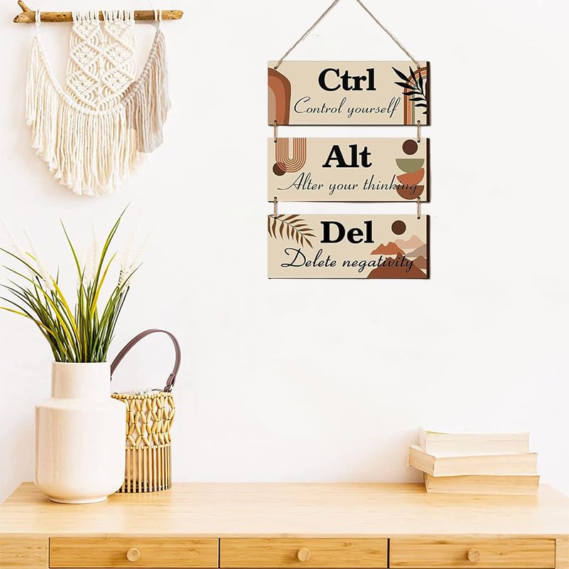 Motivational Wall Decor, 3 Pcs Bohemian Inspirational Wooden Hanging Signs with Sayings Positive Affirmations Wall Art Sayings for Office Dining Hall Living Room Bathroom(Boho)