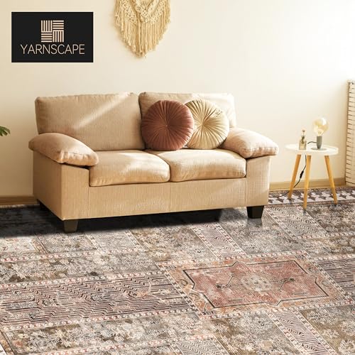 YARNSCAPE Vintage 3' x 5 ' Washable Area Rug - Stylish Indoor Rug for Living, Dining or Bedroom - Lightweight Carpet with Non-Slip Backing - Foldable for Easy Placement and Maintenance - Ivory - color: Vintage-ivory, size: 3' x 5' (Rectangular)