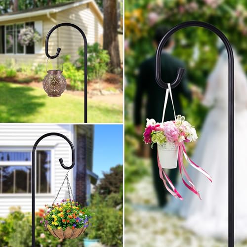 Ottsuls Bird Feeder Pole, 45 INCH Heavy Duty Shepherds Hooks for Outdoor with 5 Prong Base, Adjustable Stand Hanger for Garden Plant, Hummingbird Feeder, Lantern, Hanging Wedding Decor (2 Pack) - size: 45 INCH, style: B-2 Pack