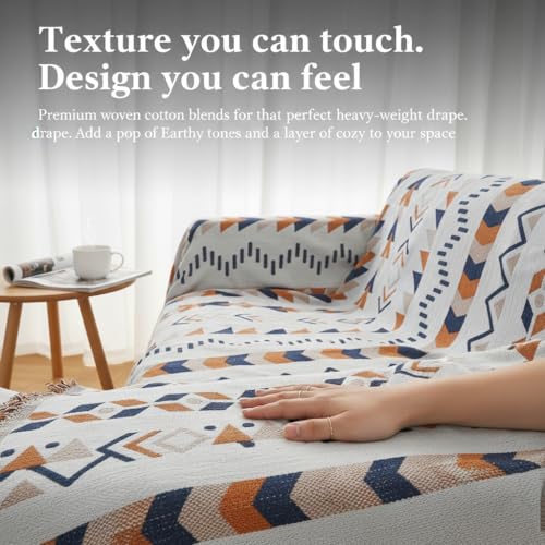 amorus Bohemian Throw Blanket Chenille Jacquard Tassels Cover,63"*71",NO.6 | Boho Style, modern Geometric, warm & cozy. For couch, bed, outdoor and car - color: Pattern 6, size: 63x71 in