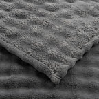 YUSOKI 3D Fleece Bubble Throw Blanket | 380GSM Ultra Soft Fluffy Plush | Non-Shedding Lightweight Cozy Blanket for Couch Sofa Bed | All Season (Grey,50 * 60inches) - color: Grey, size: Throw(50" x60")