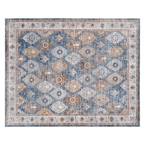 HOOBRO Washable Rug 8 x 10 Area Rugs for Living Room, Non-Slip Stain Resistant Rug, Low Pile Soft Rug Indoor Large Carpets Pet Friendly Mat, for Bedroom Kitchen Dining Room, Light Blue BU05AR01 - color: Light Blue, size: 8' x 10' (Rectangular)
