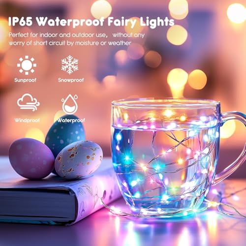 Brightown 12 Pack Easter Day Pastel LED Fairy Lights Battery Operated - Waterproof Silver Wire 7 ft 20 LED Firefly Lights for Easter Day Decor DIY Craft Party Bedroom - color: Pastel, size: 12 Pack