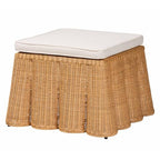 Bali & pari Palm Bohemian Honey Scallop Rattan Ottoman - color: Honey