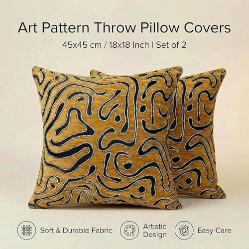 Mantle & Mason Throw Pillow Covers 18x18 Chenille Pillow Covers Set of 2, Yellow Modern Abstract Luxury Textured Decorative Pillow Cover for Couch Sofa Bed Living Room - color: Artflow Dusty Yellow, size: 18" x 18" (Pack of 2)