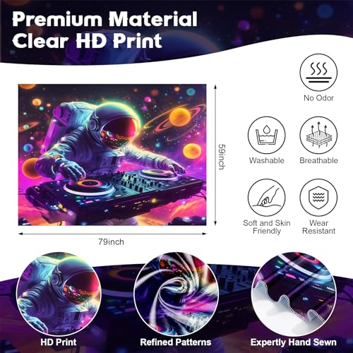 NYZE Astronaut Space Tapestry for Bedroom, Music Wall Tapestry, Party Decor Glow in the Dark Room Decor Tapestries, Cool Galaxy Planet Wall Hanging, Wall Hanging for Room Dorm 79in×59in - color: Astronaut H, size: 79"L x 59"W