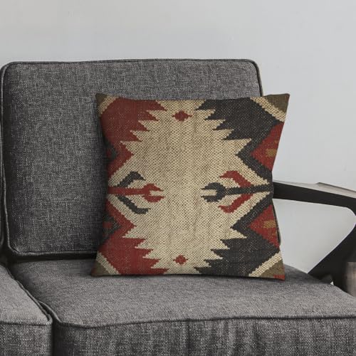 Rustic Indian Wool Jute Kilim Cushion Cover Bohemian Throw Pillow for Sofa Bed Chair Tribal Multicolor Handmade Living Room Decor - color: Multi 15