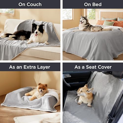 Bedsure Waterproof Dog Blankets for Small Dogs - Small Cat Blanket Washable for Couch Protection, Sherpa Fleece Puppy Blanket, Soft Plush Reversible Throw Furniture Protector, 25"X35", Light Grey - color: Light Grey, size: S(25x35")