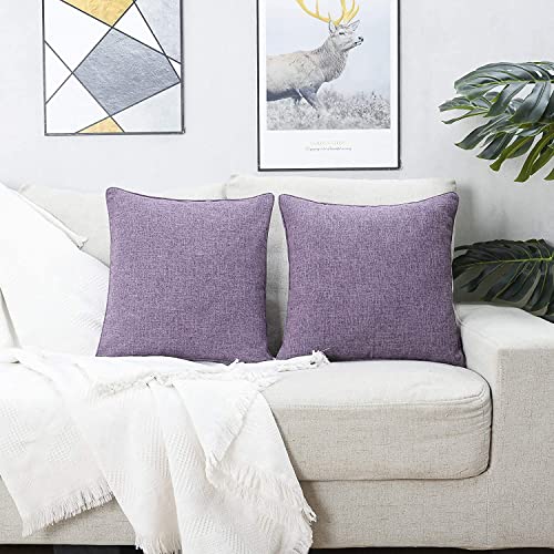 HPUK Linen Throw Pillow Covers Pack of 2, 20x20 Inch Accent Cushion Covers for Living Room, Bedroom, Decorative Solid Color Pillow Covers for Couch, Sofa, Chair, Lavender Mist - color: Lavender Mist-2pack, size: 20" x 20" (Pack of 2)