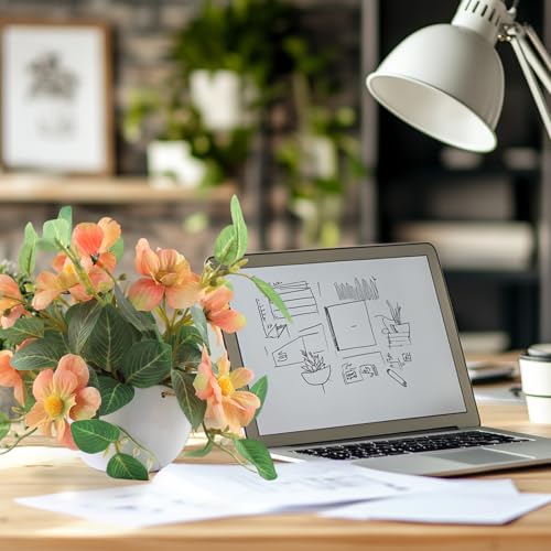 Artificial Hanging Flowers Faux Daisy Bonsai Fake Plants Basket Table Centerpieces for Wedding Office Porch Balcony Home Decor - Orange - color: Orange